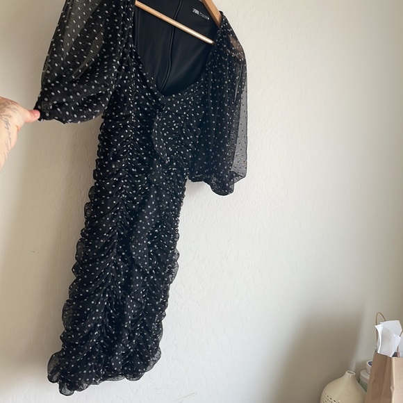 Zara Puff Sleeve Polka Dot Mini Dress size S - Picture 5 of 8